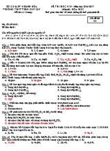 Bộ đề thi học kỳ II môn Hóa học Lớp 12 - Năm học 2016-2017 - Trường THPT Trần Quý Cáp